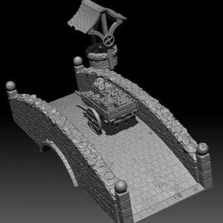 ponte rotto post mortemnihiliest tavolo 3D stampabile terreno fantasia scena arredamento villaggio cors pont 3d print model - Mito3D