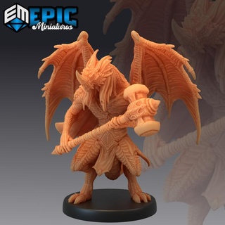 draconic demon blue hammer demonic encounter epic-miniatures Store devil dragon egyptian fantasy medieval monster rpg warhammer warrior sla dragonborn enemy tabletop dungeon dnd pathfinder npc pre-supported supported pre abishai 3d print model - Mito3D