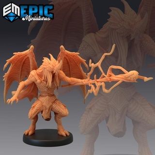 draconic demon blue magic demonic encounter epic-miniatures Store devil dragon egyptian fantasy medieval monster rpg warhammer warrior sla dragonborn enemy tabletop dungeon dnd pathfinder npc pre-supported supported pre abishai 3d print model - Mito3D