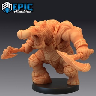 hippo warrior double axe dune fighter egyptian epic-miniatures Store fantasy medieval monster rpg warhammer sla enemy tabletop dungeon dnd pathfinder npc pre-supported supported pre 3d print model - Mito3D