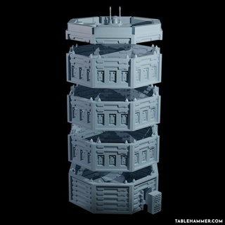 controlar torre martillo mesa 3D imprimible terreno Sci Fi edificio complejo casa industrial modular imperial industria ciencia ficción paisaje gelande línea visión 3d print model - Mito3D