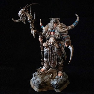 cerebus - large monolith arts Tabletop Characters & Creatures Fantasy Universe fantasy skull wolf staff horns druid shaman pelt 3d print model - Mito3D