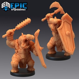 hippo warrior shield dune fighter egyptian epic-miniatures Store fantasy medieval monster rpg warhammer sla enemy tabletop dungeon dnd pathfinder npc pre-supported supported pre 3d print model - Mito3D