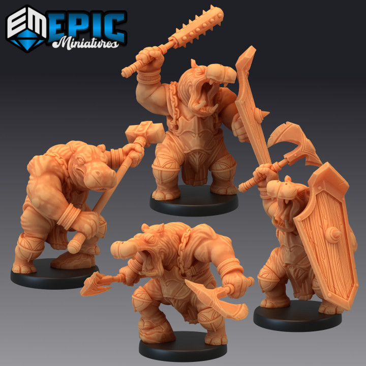hippo warrior set dune fighter axe hammer shield egyptian epic-miniatures  Store axe egyptian fantasy fighter medieval monster rpg set shield warhammer warrior sla hammer hippo enemy tabletop dune dungeon dnd pathfinder npc pre-supported supported pre axt  3D print model - Mito3D