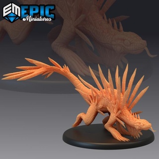 spiky lizard dune serpent snake creature desert encounter epic-miniatures Store egyptian fantasy medieval monster rpg warhammer sla enemy tabletop dungeon dnd pathfinder npc pre-supported supported pre 3d print model - Mito3D