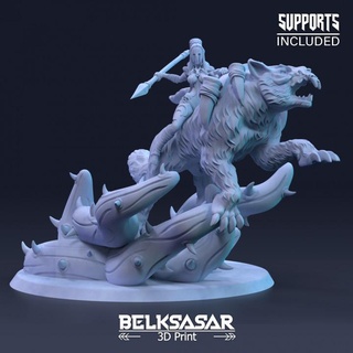 wolf rider leshanna belksasar 3dprint Tabletop Characters & Creatures Fantasy Universe Store demon beautiful board detailed female girl monster realistic spear woman hunter boardgames 28mm dnd tusk 32mm thorns dantasy 3d print model - Mito3D