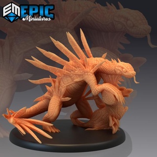 spiky lizard lurking dune serpent snake creature desert encounter epic-miniatures Store egyptian fantasy medieval monster rpg warhammer sla enemy tabletop dungeon dnd pathfinder npc pre-supported supported pre 3d print model - Mito3D