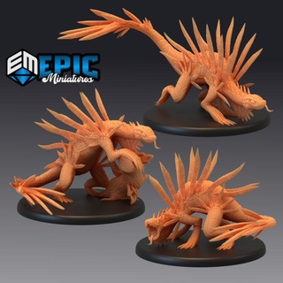 spiky lizard set dune serpent snake creature desert encounter epic-miniatures Store egyptian fantasy medieval monster rpg warhammer sla enemy tabletop dungeon dnd pathfinder npc pre-supported supported pre 3d print model - Mito3D