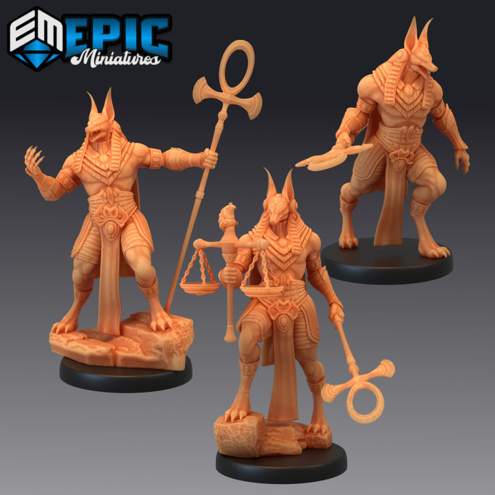 anubis avatar set god death egyptian deity epic-miniatures Store fantasy medieval monster rpg warhammer sla enemy pharaoh tabletop dungeon dnd pathfinder npc monarch pre-supported supported pre 3D print model - Mito3D