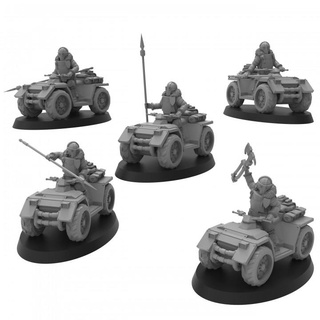 lunar auxilia outriders - presupported thatevilone Tabletop Characters & Creatures Sci-Fi Universe Vehicles Machines axe horus solar power cavalry 28mm bikers rough riders lances heresy renegade traitor heretics atvs 3d print model - Mito3D