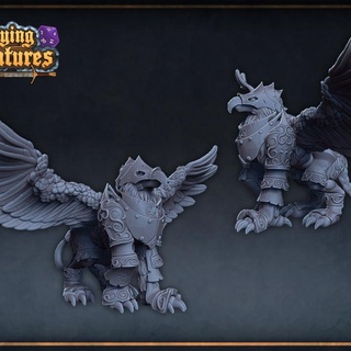 armored griffon roleplaying & miniatures Tabletop Characters Creatures Fantasy Universe creature monster mount wings tabletop griffin elven dnd feather neutral gryphon presupported 3d print model - Mito3D