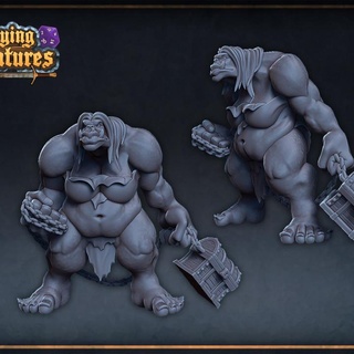 female ogre roleplaying & miniatures Tabletop Characters Creatures Fantasy Universe boss giant treasure miniature tabletop chest dnd presupported 3d print model - Mito3D