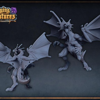 jabberwocky roleplaying & miniatures Tabletop Characters Creatures Fantasy Universe boss fantasy monster reptile rpg miniature tabletop dnd presupported dragonkin yabberwocky 3d print model - Mito3D