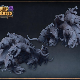 rat swarm roleplaying & miniatures Tabletop Characters Creatures Fantasy Universe fantasy medieval rpg miniature mouse tabletop dnd plague presupported 3d print model - Mito3D