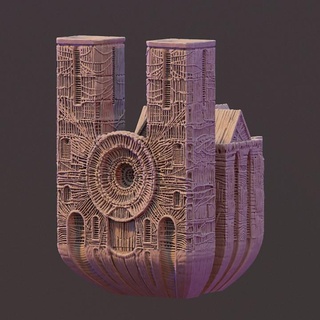 Cattedrale thesurrealfactory negozio tavolo 3D stampabile terreno fantasia architettura edificio tempio surreale Chiesa beksinski 3d print model - Mito3D