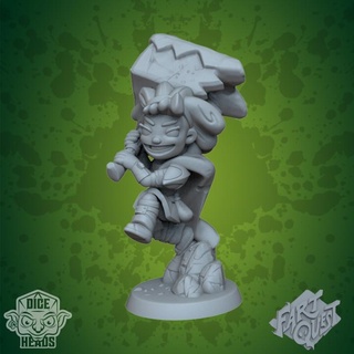 fart quest- moxie miniature pre-supported included dice heads Tabletop Characters & Creatures Fantasy Universe barbarian quest 3d print model - Mito3D