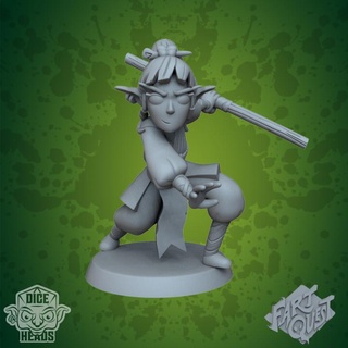 fart quest pan miniature pre-supported included dice heads Tabletop Characters & Creatures Fantasy Universe Store elf monk presupported 3d print model - Mito3D