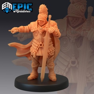 castle knight pointing armored warrior sword fighter guard epic-miniatures fantasy medieval monster rpg warhammer sla enemy tabletop dungeon dnd pathfinder npc pre-supported supported pre 3d print model - Mito3D