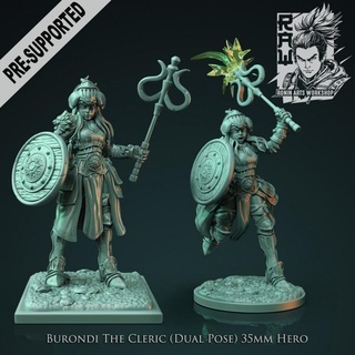 burondi cleric- idle action pose hector moran Tabletop Characters & Creatures Fantasy Universe Store fantasy female hero mini miniatures rpg dungeonsanddragons minis dnd cleric pathfinder ttrpg playercharacter raw trpg roninartsworkshop femalecleric blondie goblinslayer 3d print model - Mito3D