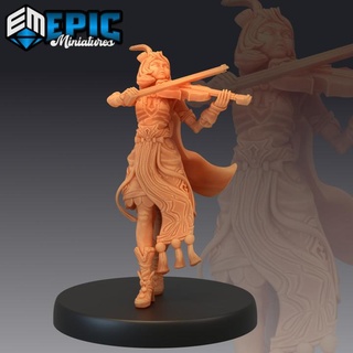 fiona bard violin musician village npc human character epic-miniatures fantasy medieval monster rpg warhammer sla enemy tabletop dungeon dnd pathfinder pre-supported supported pre 3d print model - Mito3D