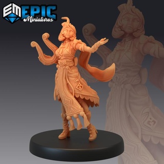 fiona bard harp musician village npc human character epic-miniatures fantasy medieval monster rpg warhammer sla enemy tabletop dungeon dnd pathfinder pre-supported supported pre 3d print model - Mito3D