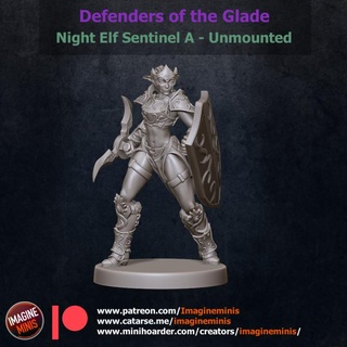 defenders glade - night elf sentinel unmounted imagine minis Tabletop Characters & Creatures Fantasy Universe Store fighter rpg warrior woman miniature warcraft wow dnd pathfinder 32mm tabletoprpg ttrpg 5e 3d print model - Mito3D