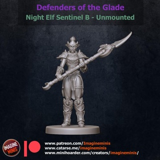 wp - defenders glade night elf sentinel unmounted b imagine minis Tabletop Characters & Creatures Fantasy Universe female fighter rpg spear warrior woman miniature warcraft wow tabletop dnd pathfinder 32mm ttrpg 5e 3d print model - Mito3D