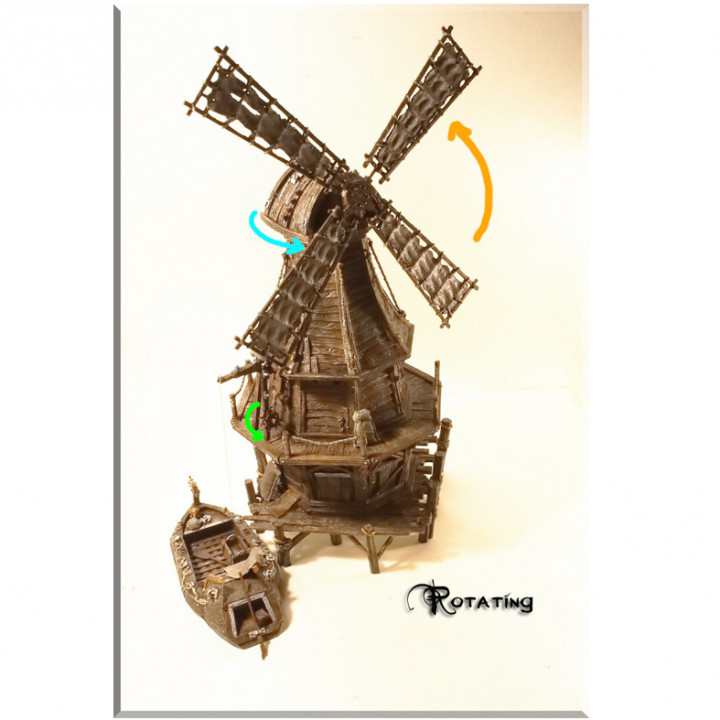 Windmühle fabio Tischplatte 3D druckbar Terrain Fantasie Dorf 28mm 3D print model - Mito3D