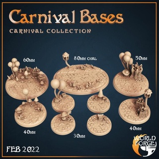 carnival bases x9 world forge miniatures Tabletop 3D Printable Terrain display fantasy party terrain base dnd celebration scenery fireworks balloons 3d print model - Mito3D
