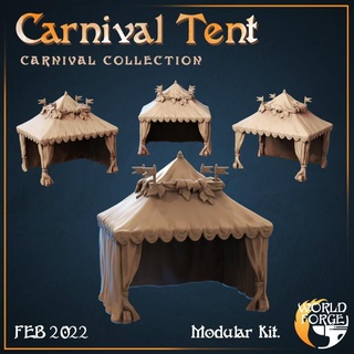 carnival tents world forge miniatures Tabletop 3D Printable Terrain building structure terrain shelter tent dnd celebration scenery fairground enviornment bigtop 3d print model - Mito3D