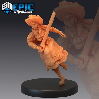 lady roseheart attacking legendary sword woman female musketeer epic-miniatures fantasy legend medieval monster rose rpg warhammer warrior sla enemy tabletop dungeon dnd pathfinder npc pre-supported supported pre ruthless 3d print model - Mito3D