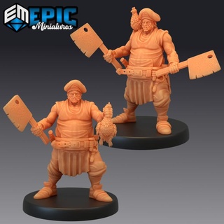drunk cook fighting butcher villager human character epic-miniatures fantasy medieval monster rpg warhammer sla enemy tabletop dungeon dnd pathfinder npc pre-supported supported pre 3d print model - Mito3D
