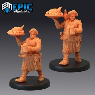 drunk cook serving villager human character epic-miniatures Tabletop Characters & Creatures Fantasy Universe fantasy medieval monster rpg warhammer sla enemy tabletop dungeon dnd npc pre-supported supported pre pxathfinder 3d print model - Mito3D