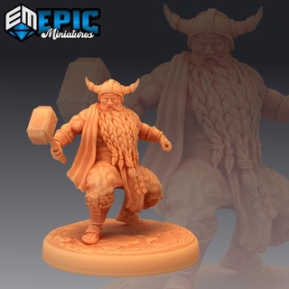 adventurer dwarf fighting dwarven warrior hammer fighter epic-miniatures axe fantasy medieval monster rpg warhammer sla enemy tabletop dungeon dnd pathfinder npc pre-supported supported pre 3d print model - Mito3D