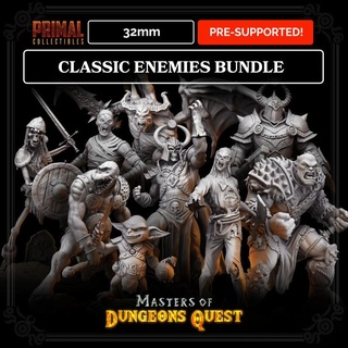 10 miniatures - 32mm classic rpg game enemies bundle masters dungeons quest primal collectibles Tabletop Characters & Creatures Fantasy Universe dark dragons epic fantasy goblin hero knight mummy orc skeleton warrior zombie miniature boardgame tabletop wargame gargoyle dungeons&dragons sorcerer heroquest fimir hq fomorian 3d print model - Mito3D