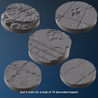 10 runden gotisch Ruinen Basen Futter 3dprinter Tischplatte Zubehör Geschäft 3D druckbar Terrain Fantasie fleur Fliesen Schritte Schwestern 3d print model - Mito3D