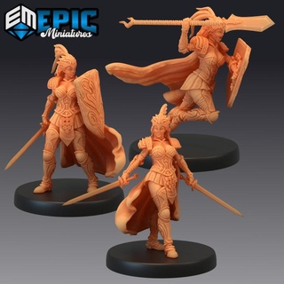 falcon knight set armored female warrior shield spear sword fighter epic-miniatures fantasy medieval monster rpg warhammer sla enemy tabletop dungeon dnd pathfinder npc pre-supported supported pre 3d print model - Mito3D