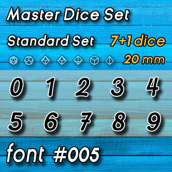 master dice set font 005 vault Tabletop accessories 3d stl dungeons gaming rpg mold 3dprint resin casting d20 d&d dnd dicemasters dicemaking resincasting moldmaking masterdice gamedice 3D print model - Mito3D