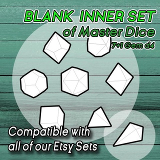 master dice set - blank inner vault Tabletop accessories 3d stl dungeons gaming rpg 3dprint resin casting d20 molds dnd resincasting masterdice blanks blankdice diceinsert 3d print model - Mito3D