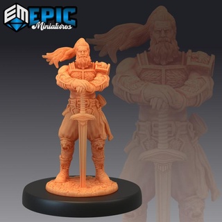 lendário Guerreiro espada viking lutador humano bárbaro epic miniatures fantasia guarda rei medieval monstro rpg martelo guerra personagem sla masculino inimigo tampo mesa reis masmorra Corsário dnd descobridor npc pre supported apoiado pré 3d print model - Mito3D