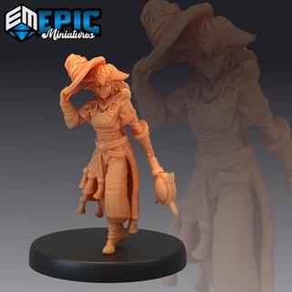 half gnome mage mysterious halfling female sorceress epic-miniatures fantasy medieval monster rpg warhammer sla enemy tabletop dungeon dnd pathfinder npc pre-supported supported pre 3d print model - Mito3D