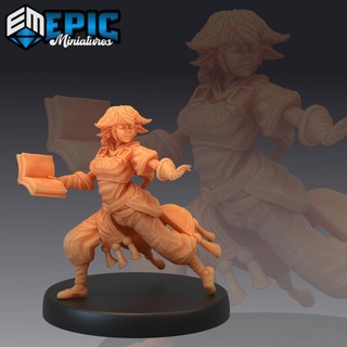 half gnome mage book mysterious halfling female sorceress epic-miniatures fantasy medieval monster rpg warhammer sla enemy tabletop dungeon dnd pathfinder npc pre-supported supported pre 3d print model - Mito3D