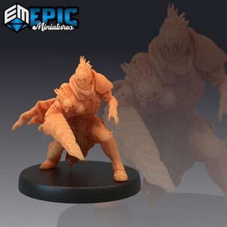 mimic knight crouching armored undead hybrid dark armblade epic-miniatures fantasy medieval monster rpg warhammer sla enemy tabletop dungeon dnd pathfinder npc pre-supported supported pre 3d print model - Mito3D