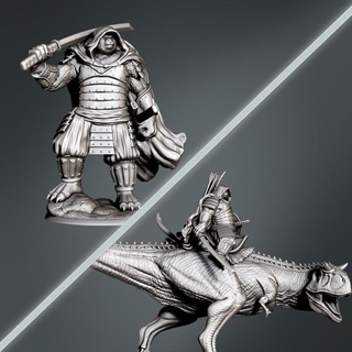 panda warrior mount clynche art Tabletop Characters & Creatures Fantasy Universe Store dinosaur carnotaurus tabletop dnd 3d print model - Mito3D