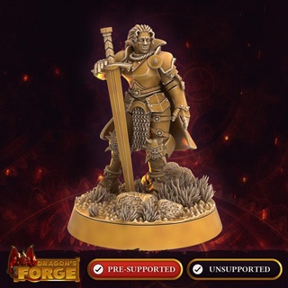 orc female steelwatch paladin dragon's forge miniatures Tabletop Characters & Creatures Fantasy Universe Store dragons fighter hero knight party player rpg sword character miniature roleplaying tabletop adventure dungeon d&d npc 3d print model - Mito3D