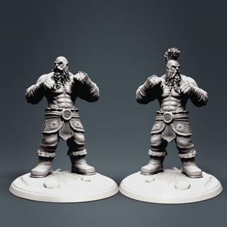 dwarf twins clynche art Tabletop Characters & Creatures Fantasy Universe Store tabletop dnd boxer 3d print model - Mito3D