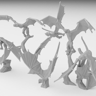 winged snake miniatures 32mm juh sz gergely Tabletop Characters & Creatures Fantasy Universe elf fantasy rpg warhammer miniature tabletop darkelf wargame dnd kingsofwar aos kow dark opr ageoffantasy wingedsnake 3d print model - Mito3D