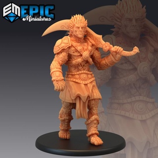 dao male saber mythical desert djinn elemental earth genie epic-miniatures fantasy fighter medieval monster rpg warhammer warrior sla enemy tabletop dungeon dnd pathfinder armored npc pre-supported supported pre 3d print model - Mito3D