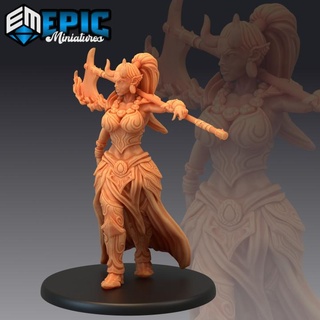 efreeti female flame axe fire elemental djinn ifrit girl inferno genie epic-miniatures desert fantasy fighter medieval monster rpg warhammer sla enemy tabletop dungeon oriental dnd pathfinder npc pre-supported supported pre 3d print model - Mito3D