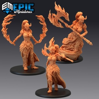 efreeti female set fire elemental djinn ifrit girl inferno genie epic-miniatures desert fantasy fighter medieval monster rpg warhammer woman sla hot enemy tabletop dungeon oriental dnd pathfinder npc pre-supported supported pre 3d print model - Mito3D